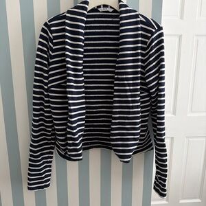 Navy and White Striped Cardigan